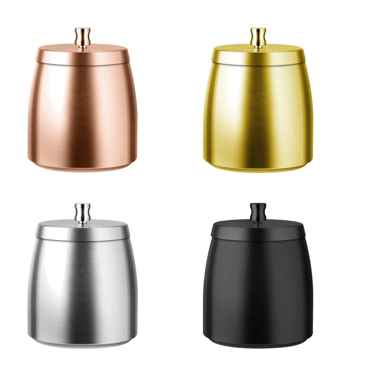 Titanium Plated Lidded Steel Ashtray