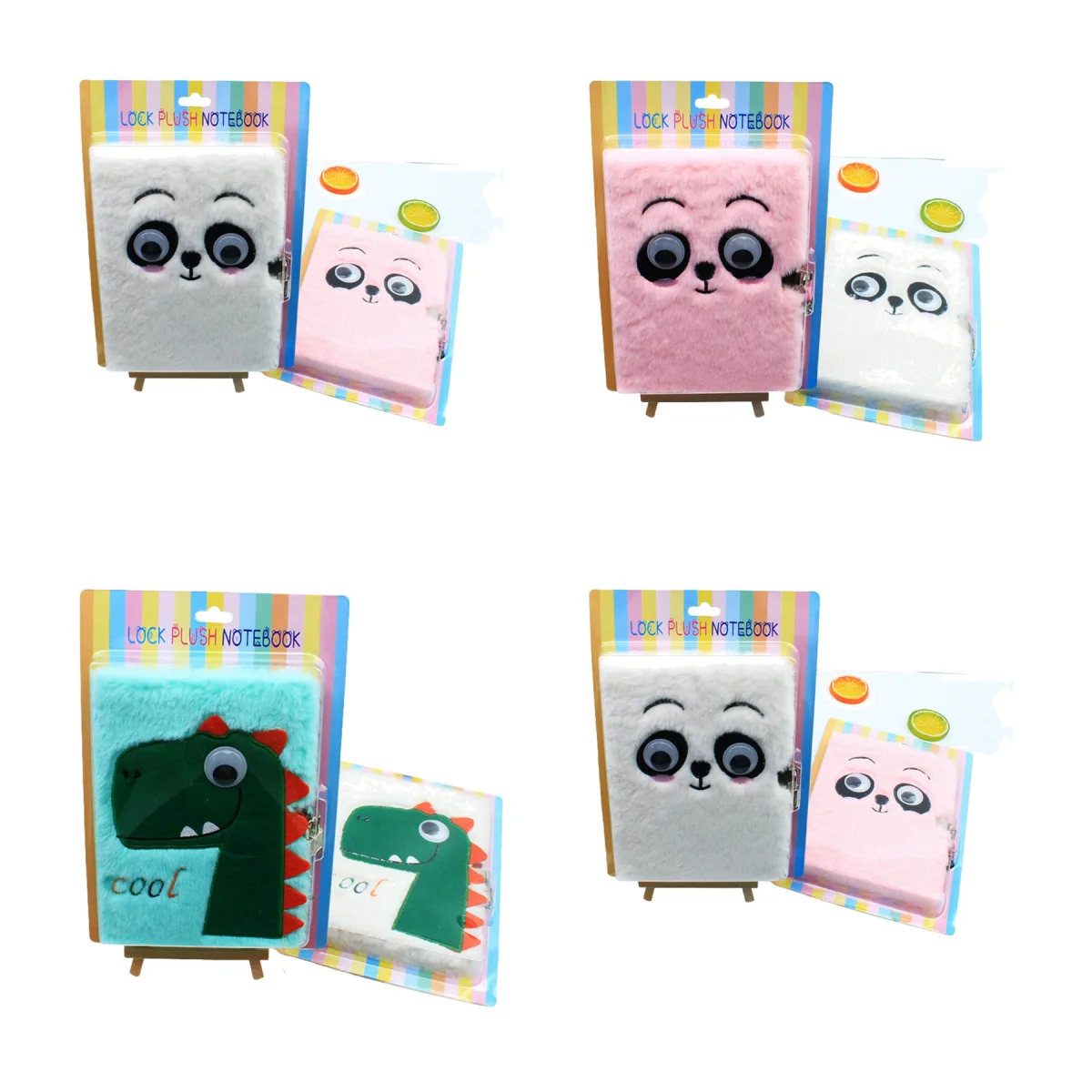 Lockable Plush Notebook Set Lined Pages