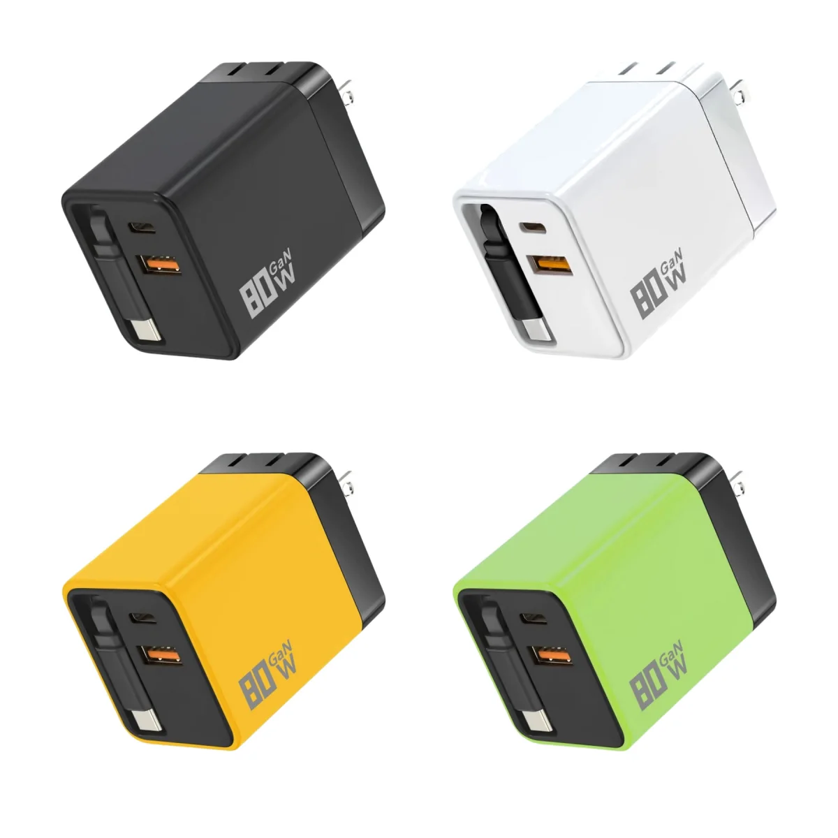 80W Gan Retractable Cable Charger
