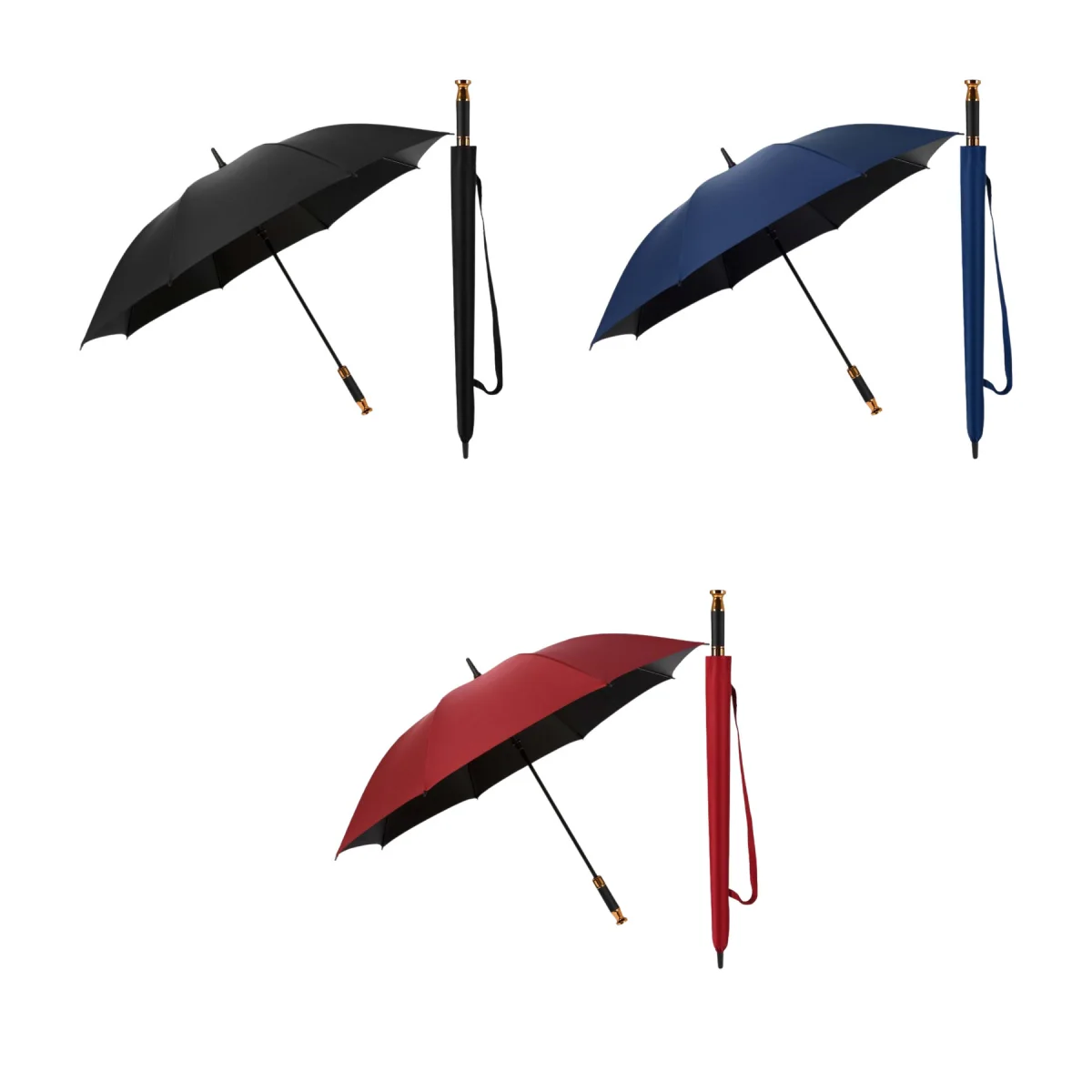 Windproof Wide Canopy Auto Open Wooden Handle Umbrella