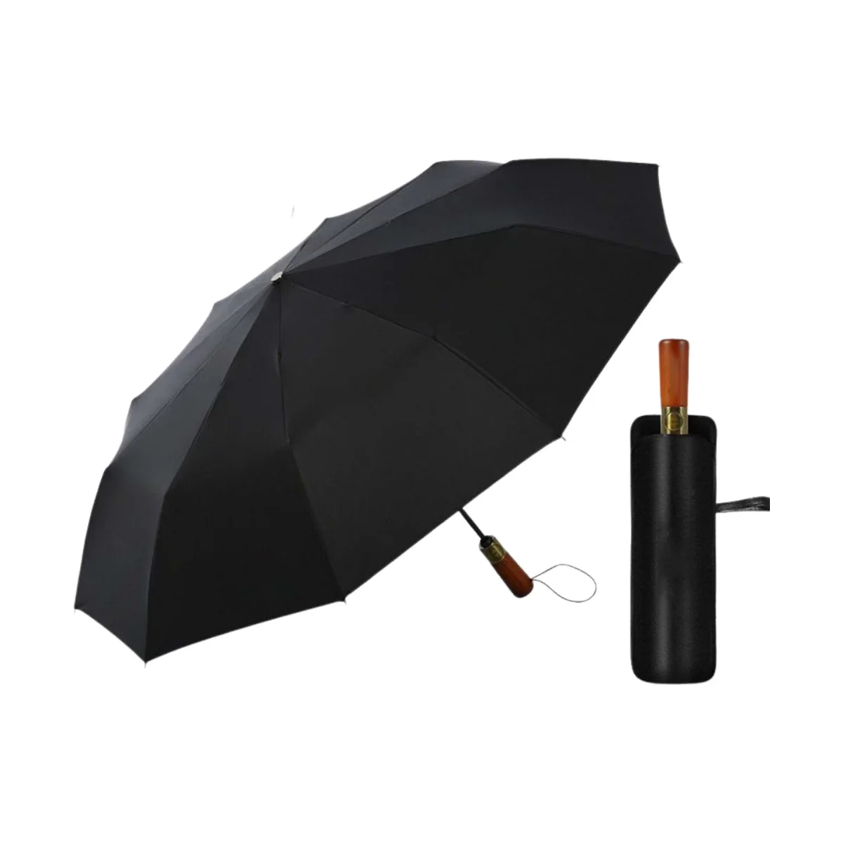 Wide Canopy Wooden Handle Auto Open Umbrella