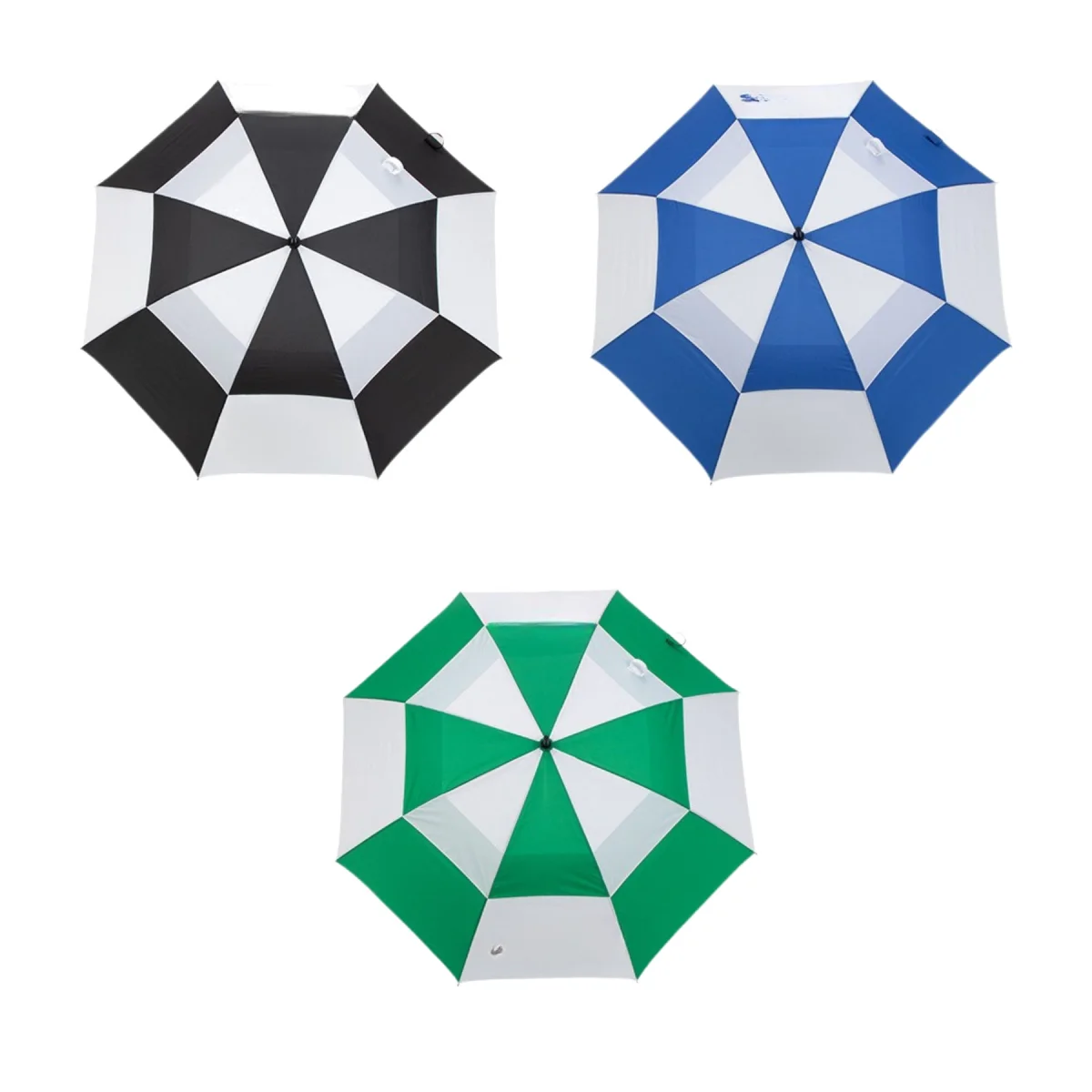 Vented Checkerboard Auto Golf Umbrella Pistol Grip