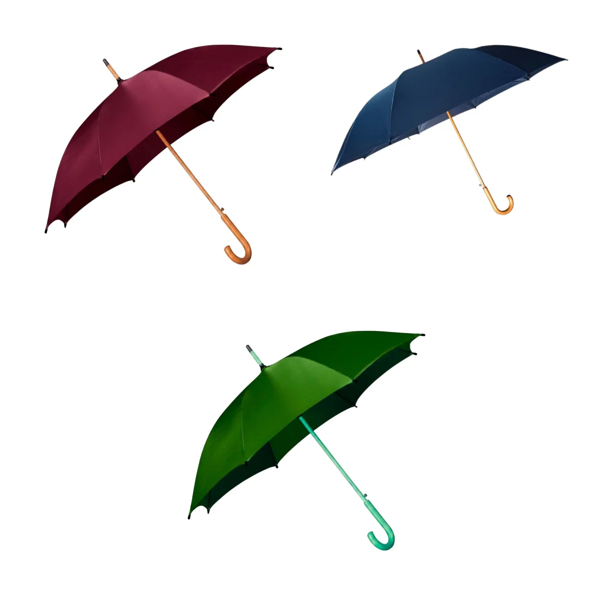 Curved Wooden Handle One-Button Auto Umbrella
