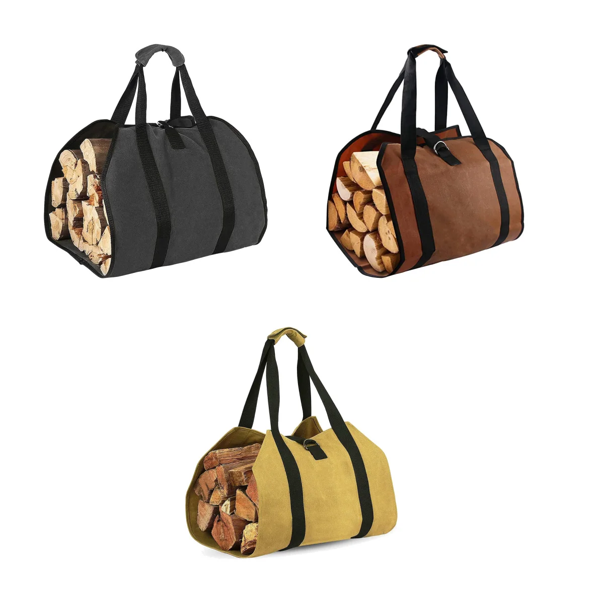 Double-Stitched Heavy-Duty Firewood Log Carrier Tote