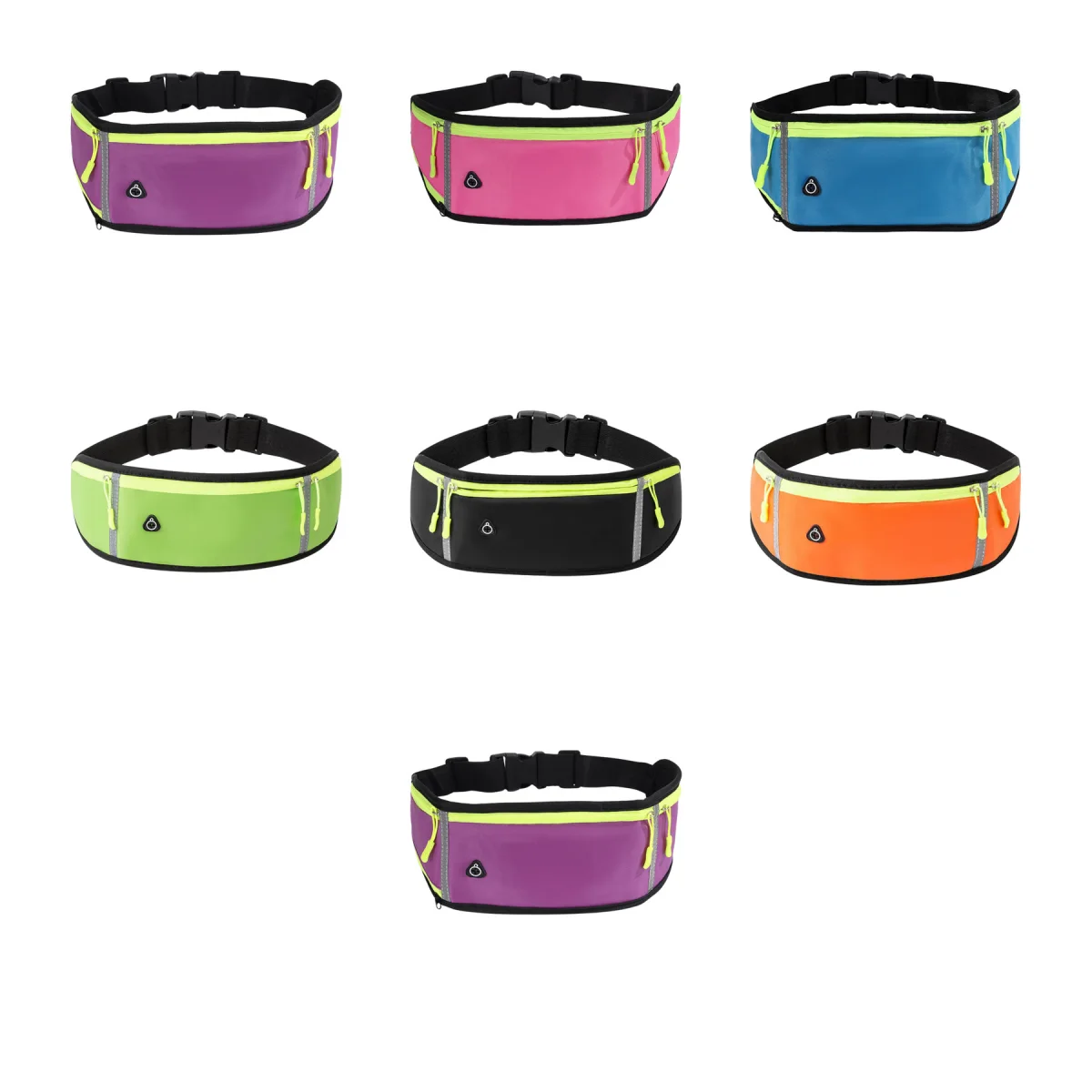 Reflective Stripe Headphone-Port Fitness Waist Pack