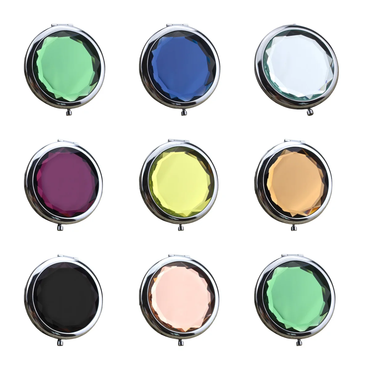 Crystal-Edge Double-Sided Magnifying Folding Vanity Mirror