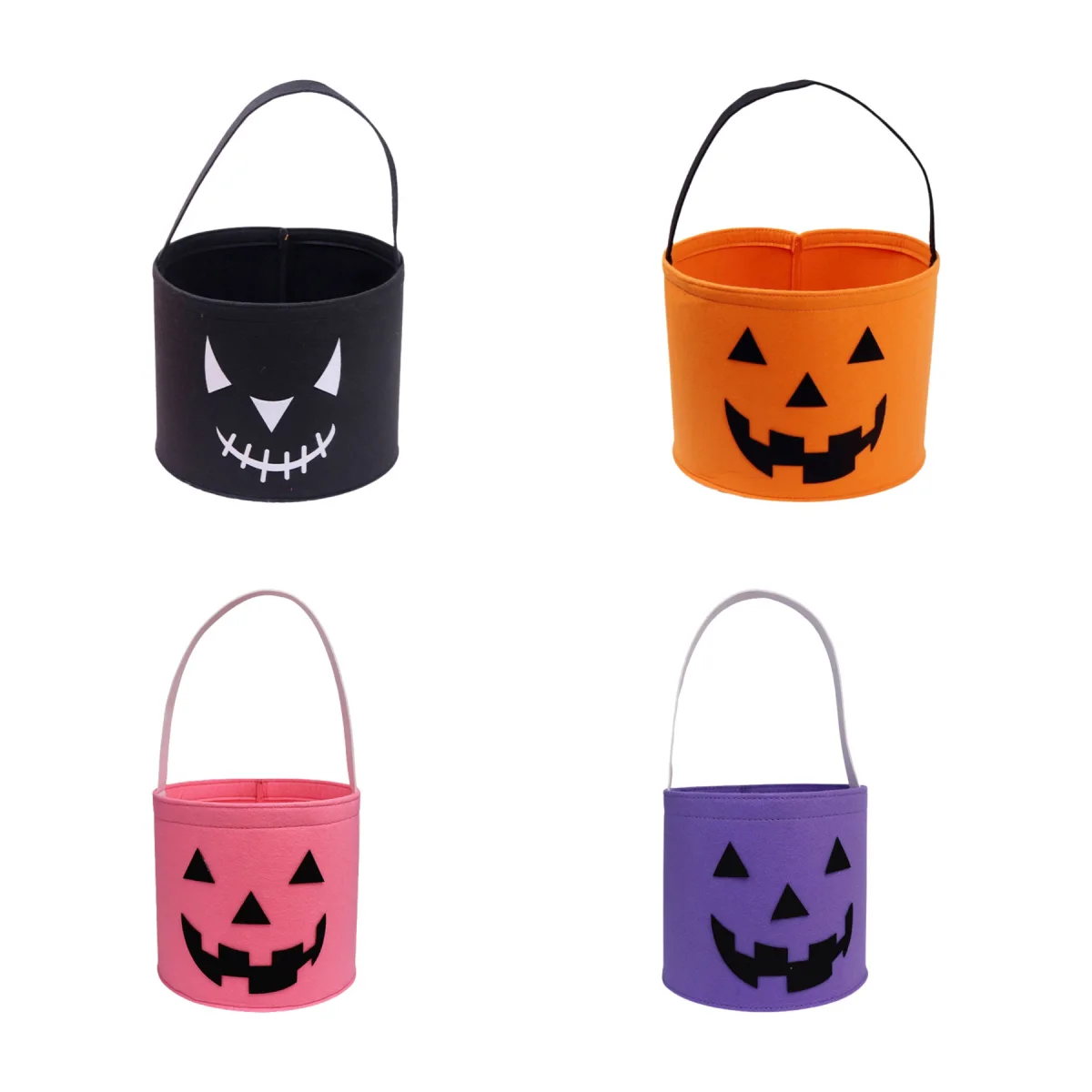 Applique Felt Pumpkin Halloween Trick-Or-Treat Basket