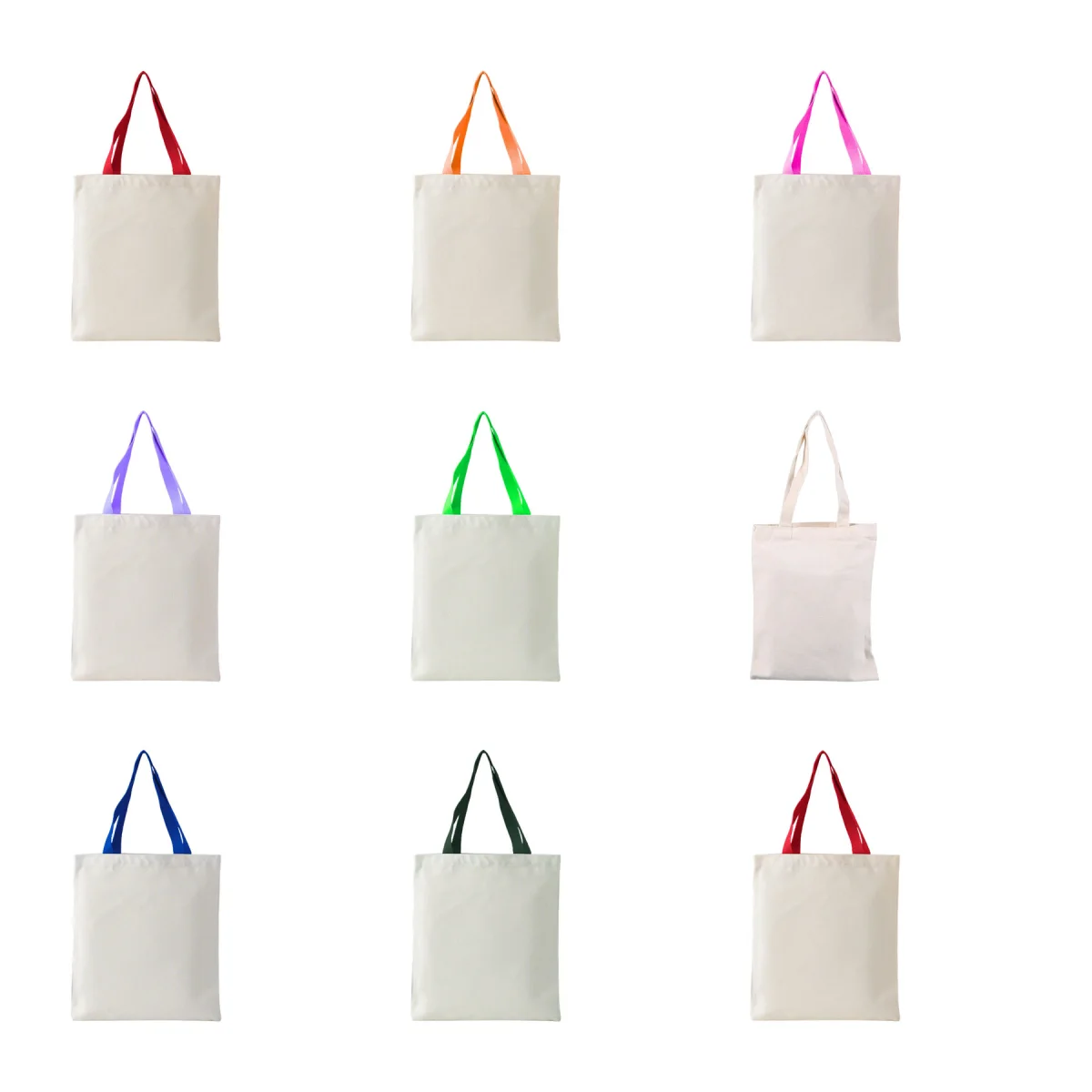 Long-Handle Thick Canvas Printed Shopping Tote Bag