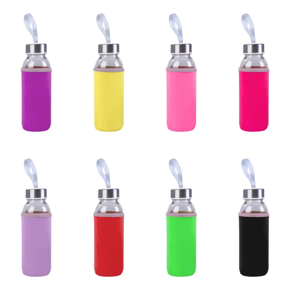 10 oz Leak-Proof Glass Bottle with Carry Strap