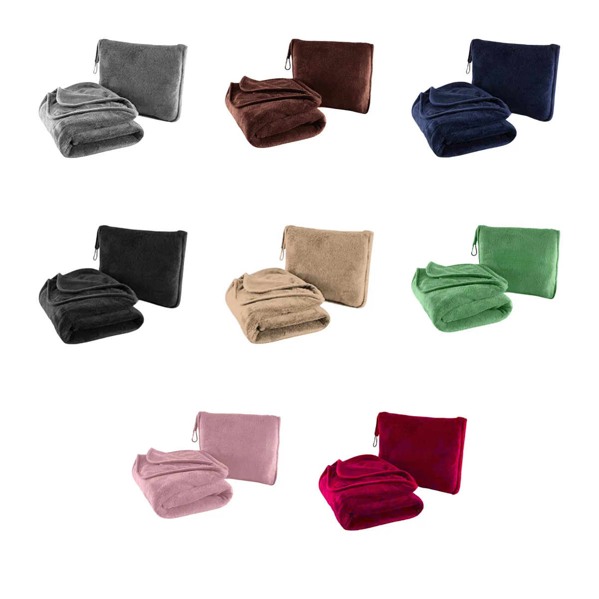 2-In-1 Unrolling Flannel Pillow Travel Blanket Combo