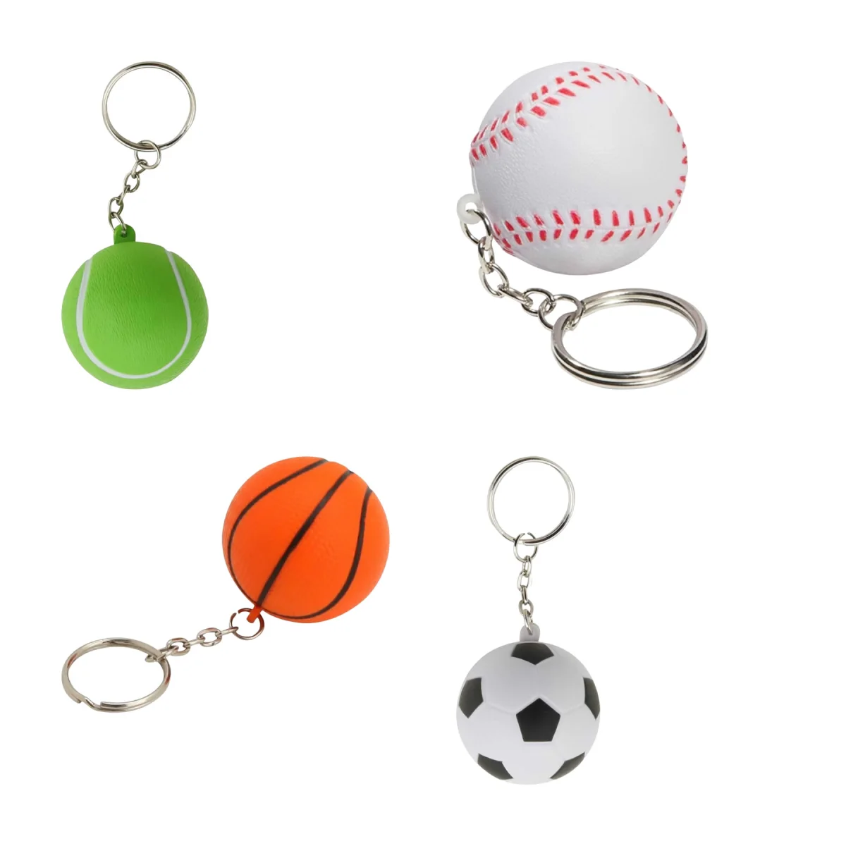 Bouncy PU-Foam Tennis Ball Stress Relief Keychain