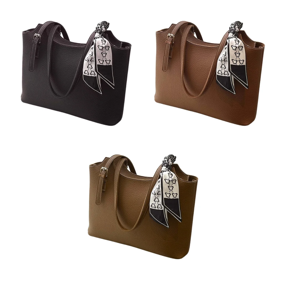 Silk-Scarf Accent Dressy Underarm Shoulder Bag