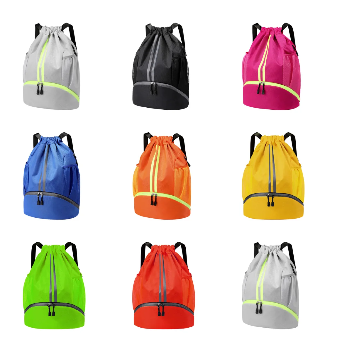 Ball-Holding Oxford Drawstring Sports Gear Backpack