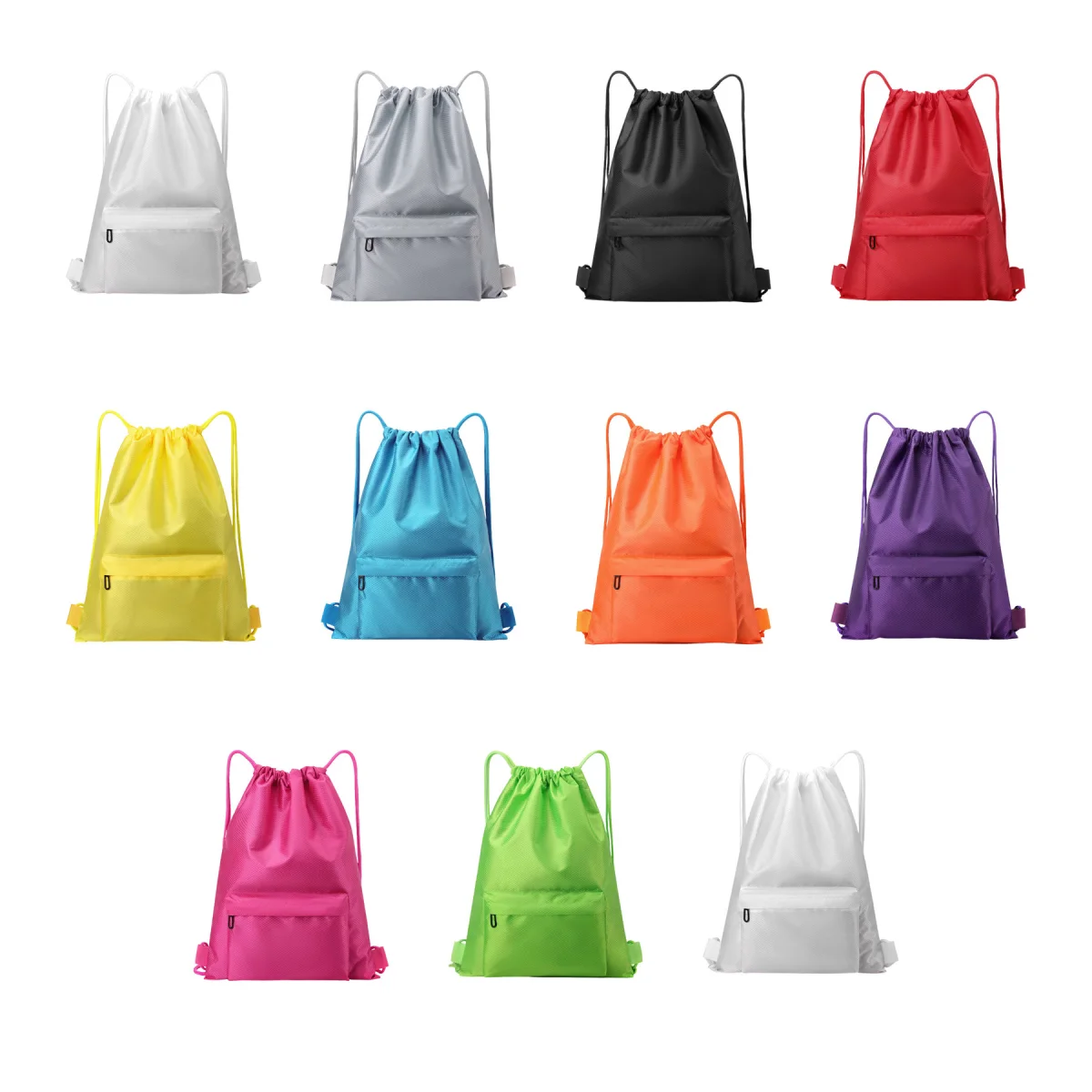 Inner-Zip Waterproof Oxford Drawstring Sports Backpack