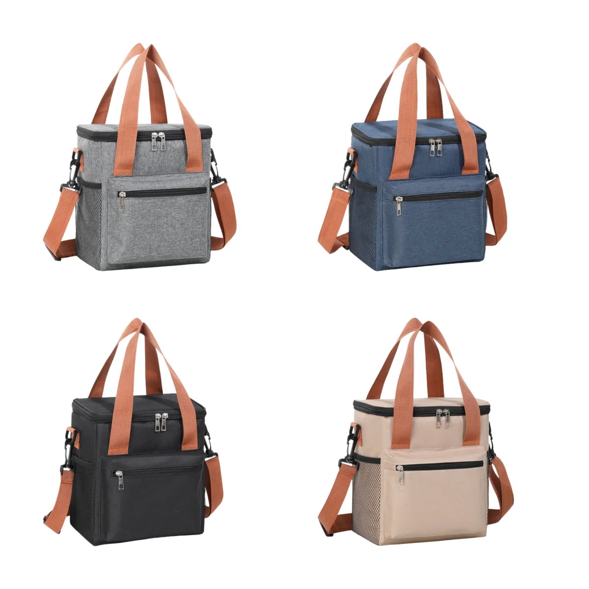 Ergonomic-Handle Oxford Insulated Lunch Cooler Tote Bag