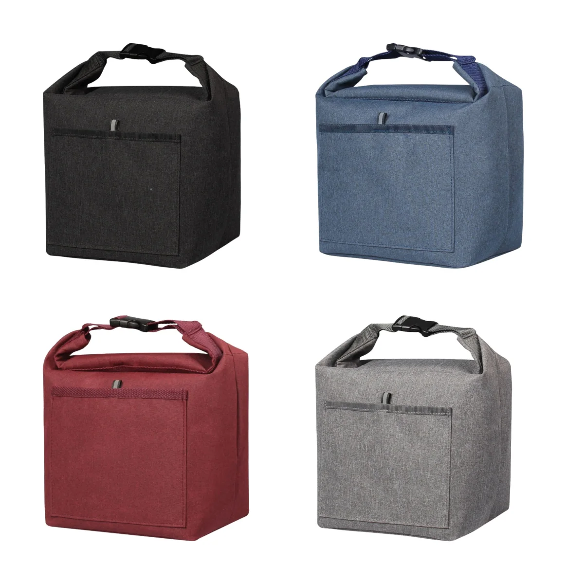 Snap-Closure Roll Top Insulated Lunch Tote Bag