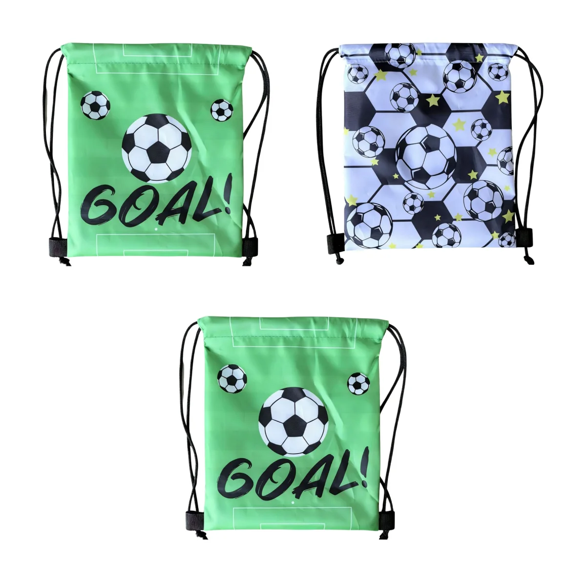 Adjustable-Strap Soccer Print Drawstring Cinch Bag