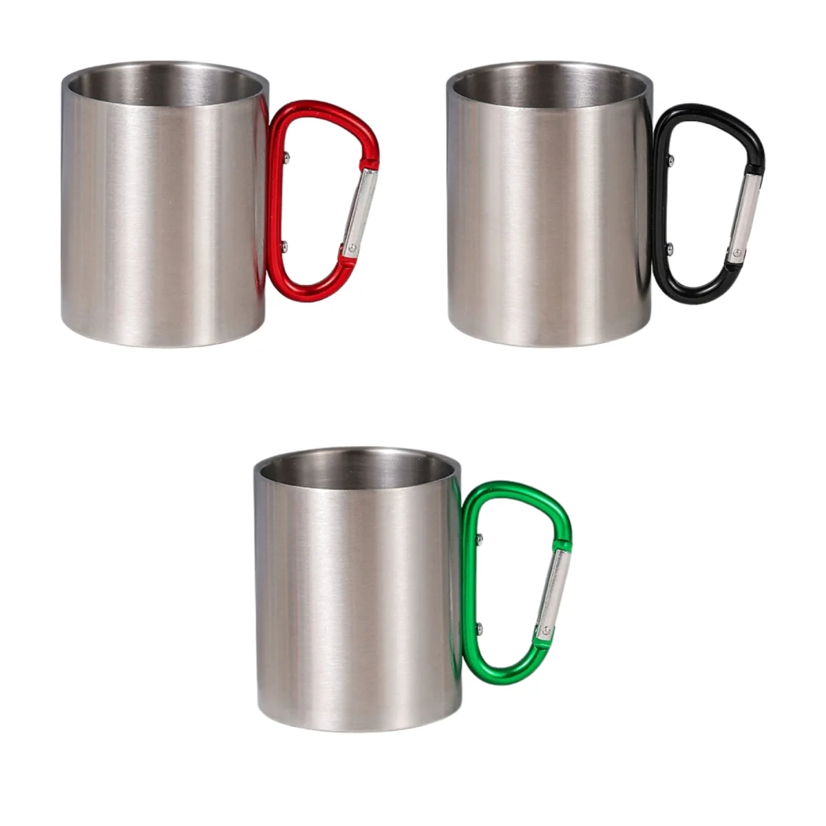 Integrated-Handle Stainless Steel Carabiner Clip Mug