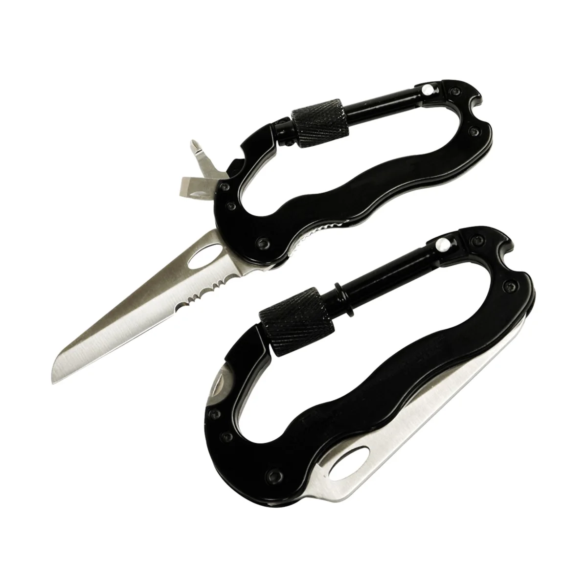 Belt-Clip Carabiner Pocket Knife Folding Blade
