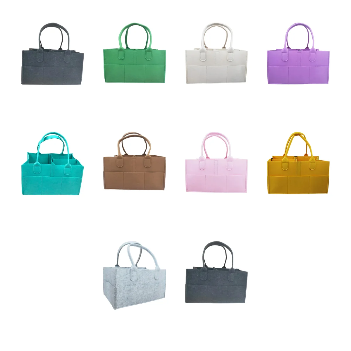 Open-Top Felt Diaper Caddy Organizer Tote Bag