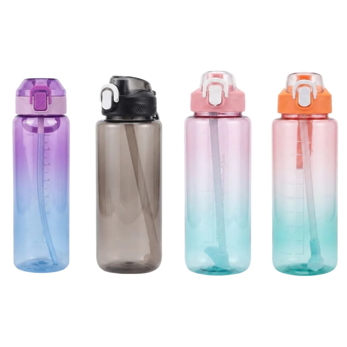 Large Straw Sports Water Bottle