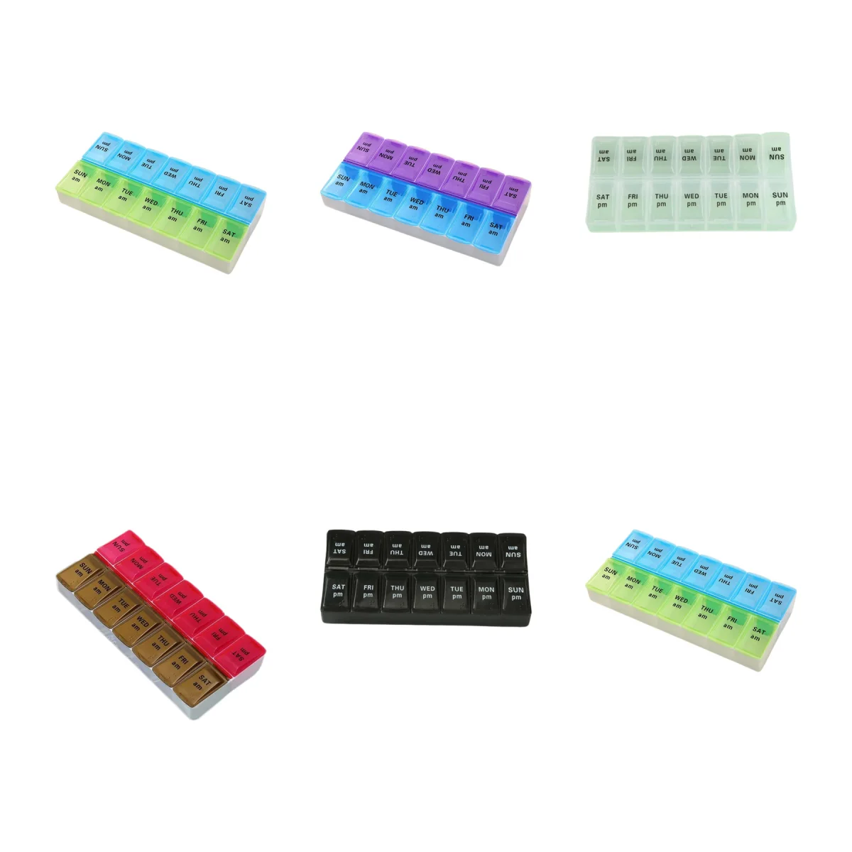 AM-PM Twice Daily Weekly Pill Organizer Case