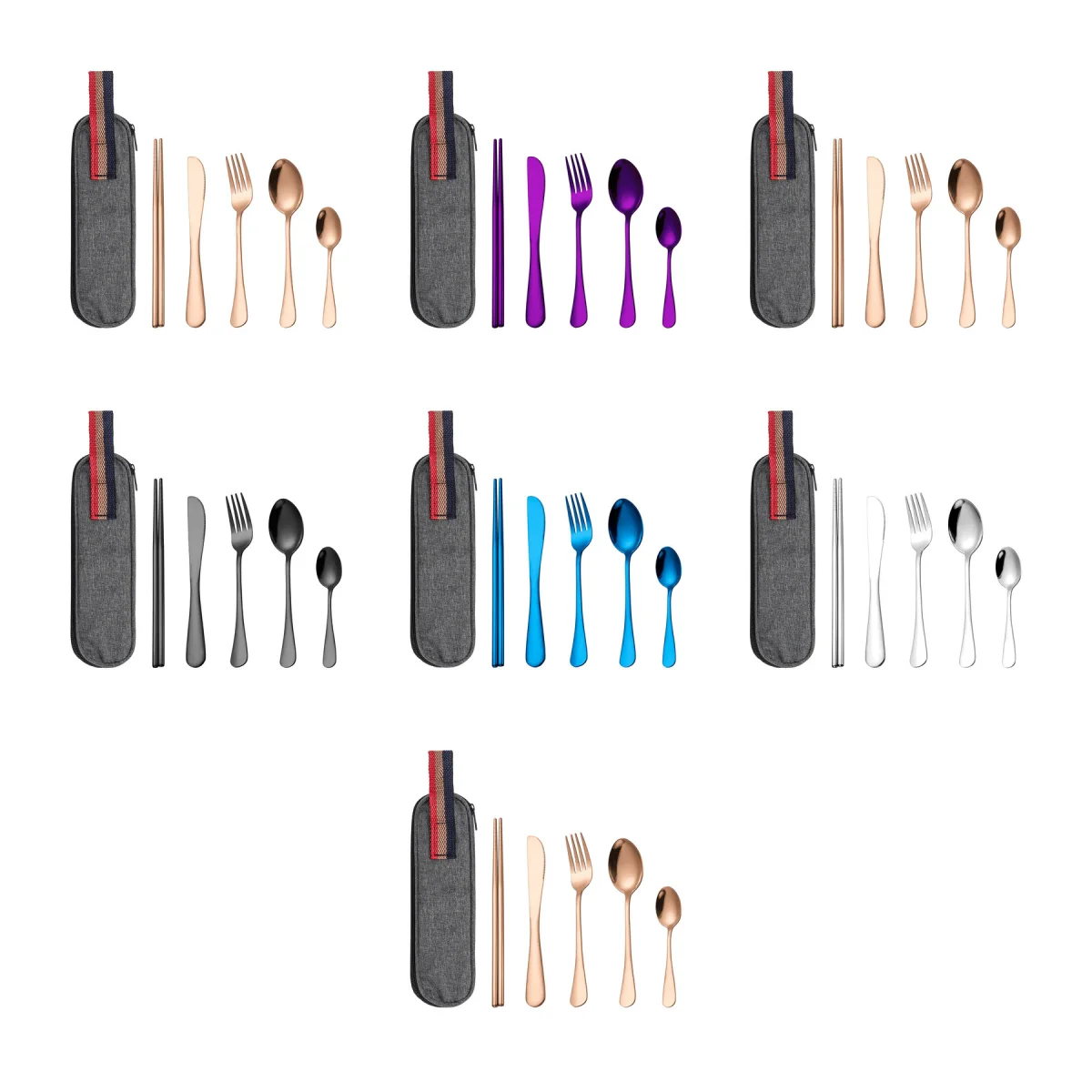Straw-Included Reusable Stainless Travel Utensil Kit