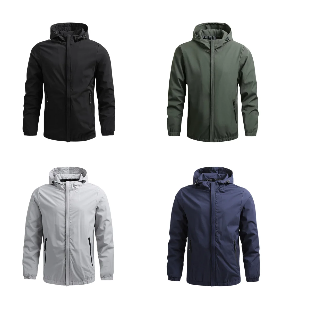 Adjustable-Hood Waterproof Packable Rain Shell Jacket