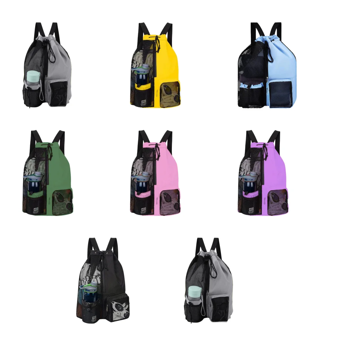 Wet-Dry Mesh Swim Drawstring Backpack Sack