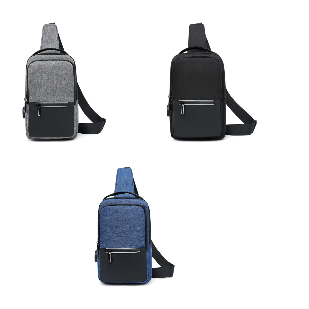 Waterproof Oxford Sling Chest Bag with USB Port