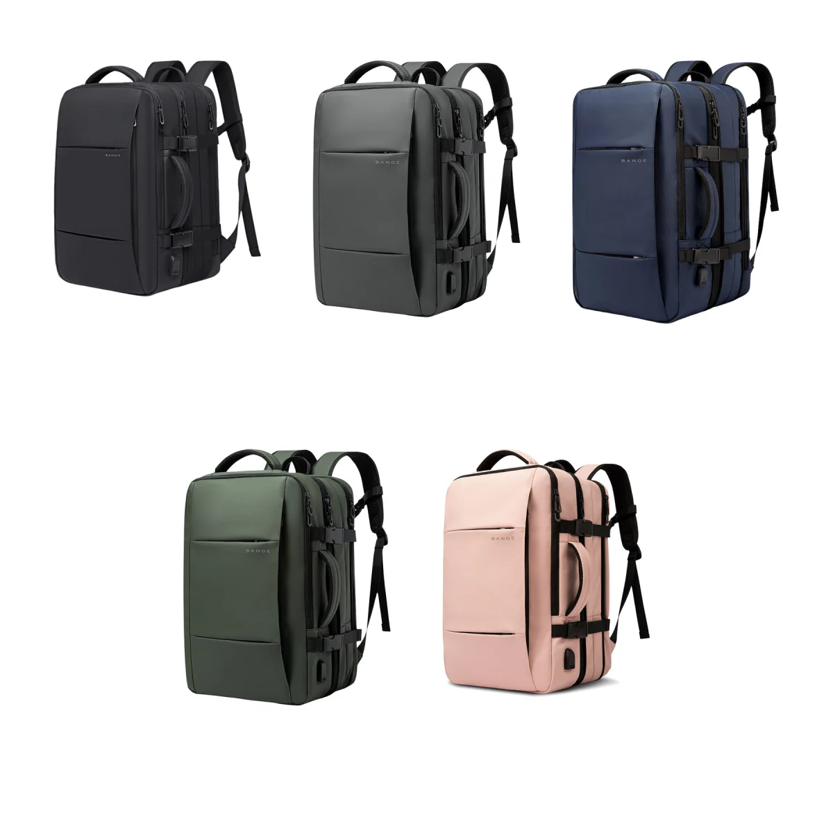 USB-Port Expandable Business Travel Backpack Bag