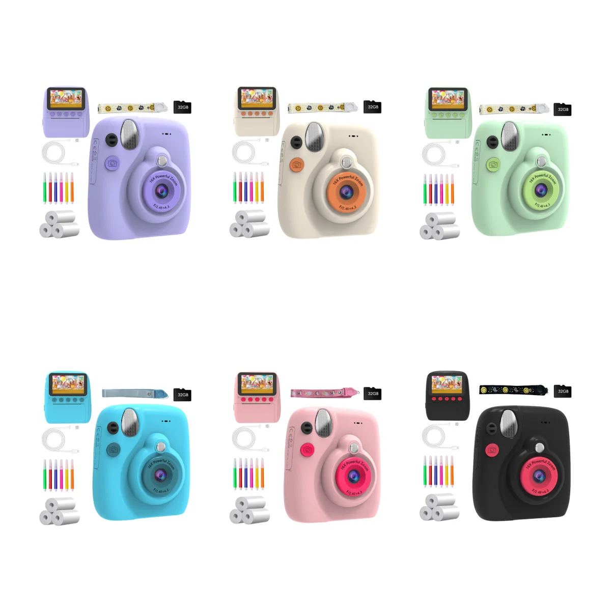 One-Button Kids Instant Print Camera Toy