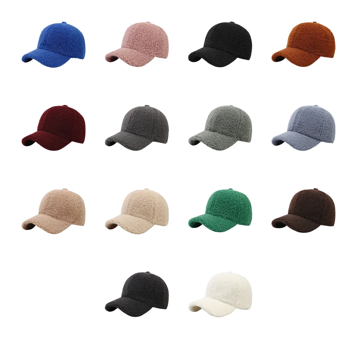Curved-Visor Plush Lamb Velvet Baseball Cap Hat