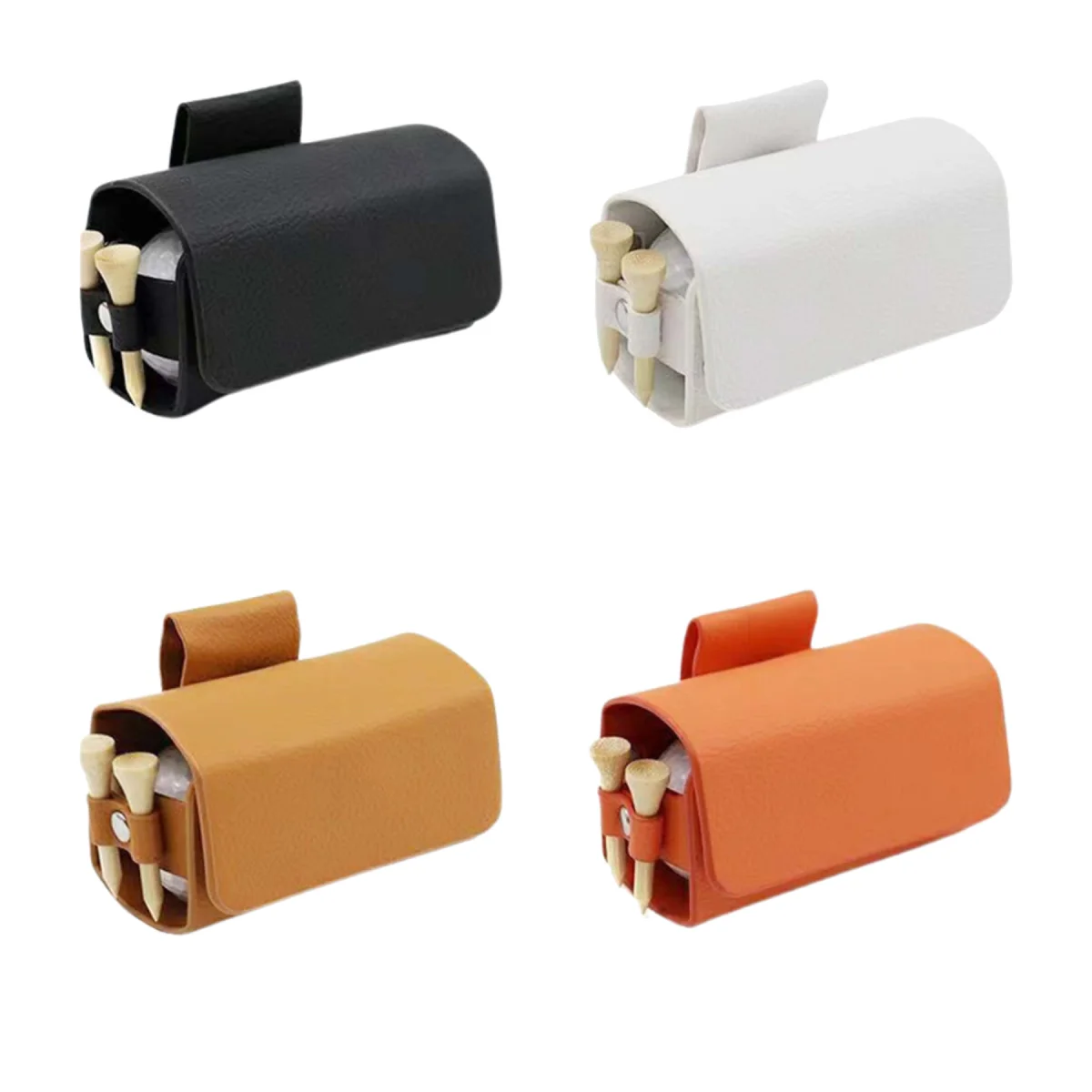 Tee-Holder PU Leather Golf Waist Pouch Bag