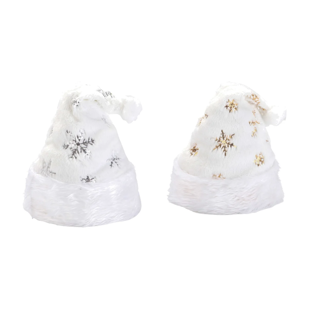 Fleece-Lined Plush White Snowflake Christmas Hat