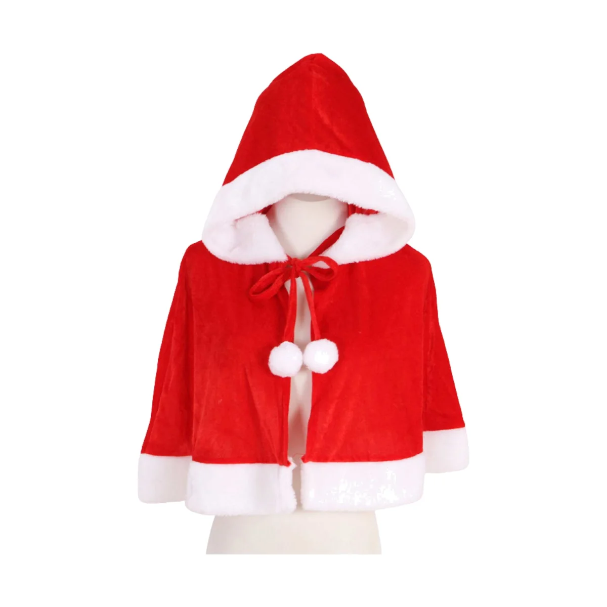 Hooded Red Velvet Christmas Shawl Wrap Cape