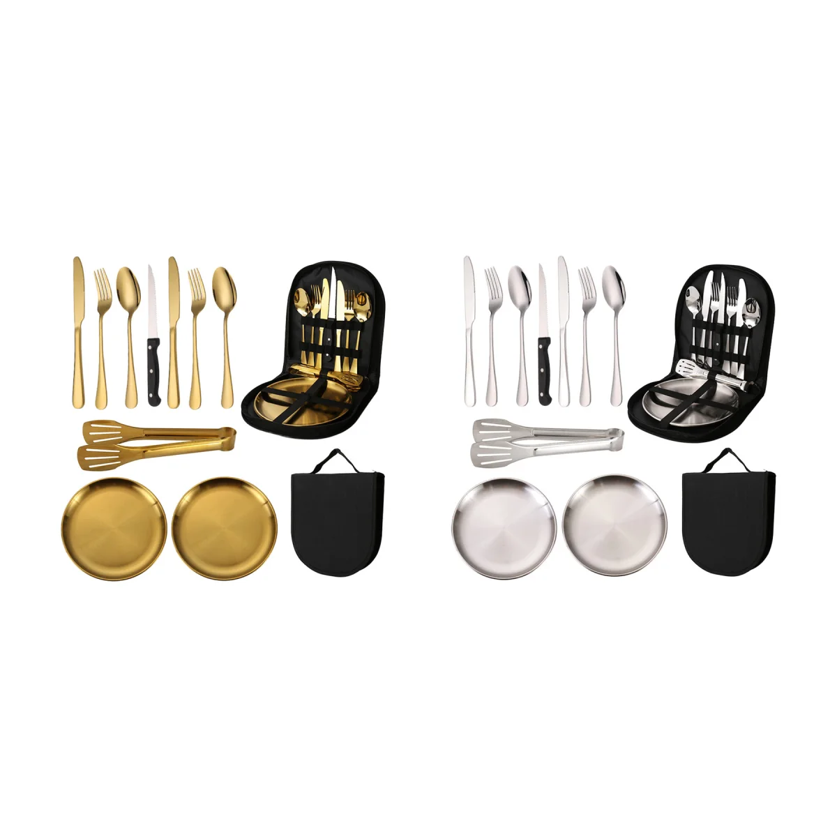 Nesting-Piece Stainless Steel Camping Tableware Set