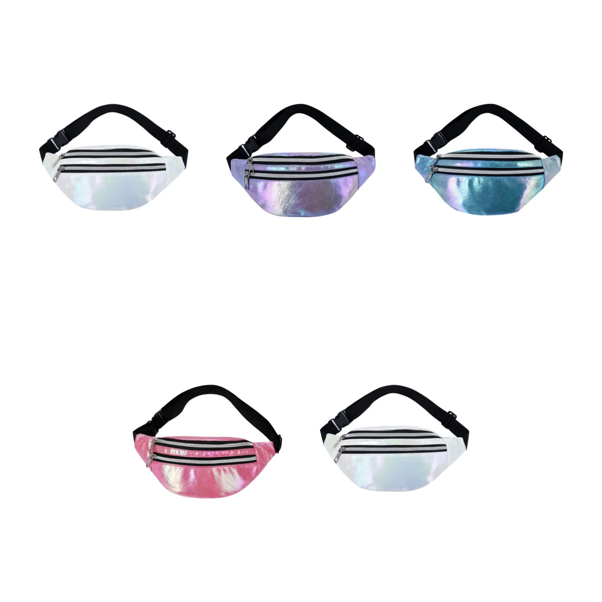 Iridescent-Finish Holographic Waterproof Crossbody Waist Pack