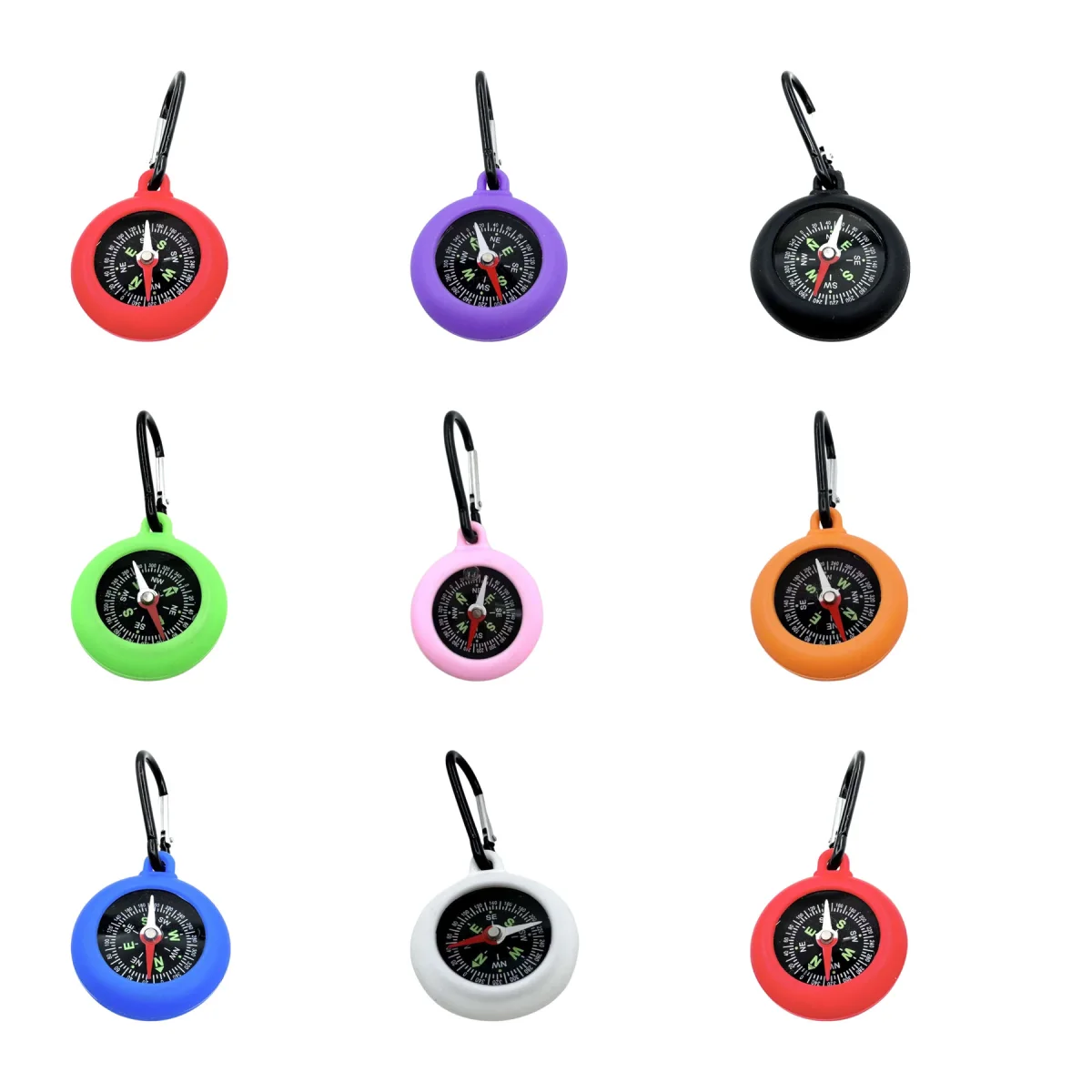 Grip-Shell Silicone Carabiner Keychain Compass Clip
