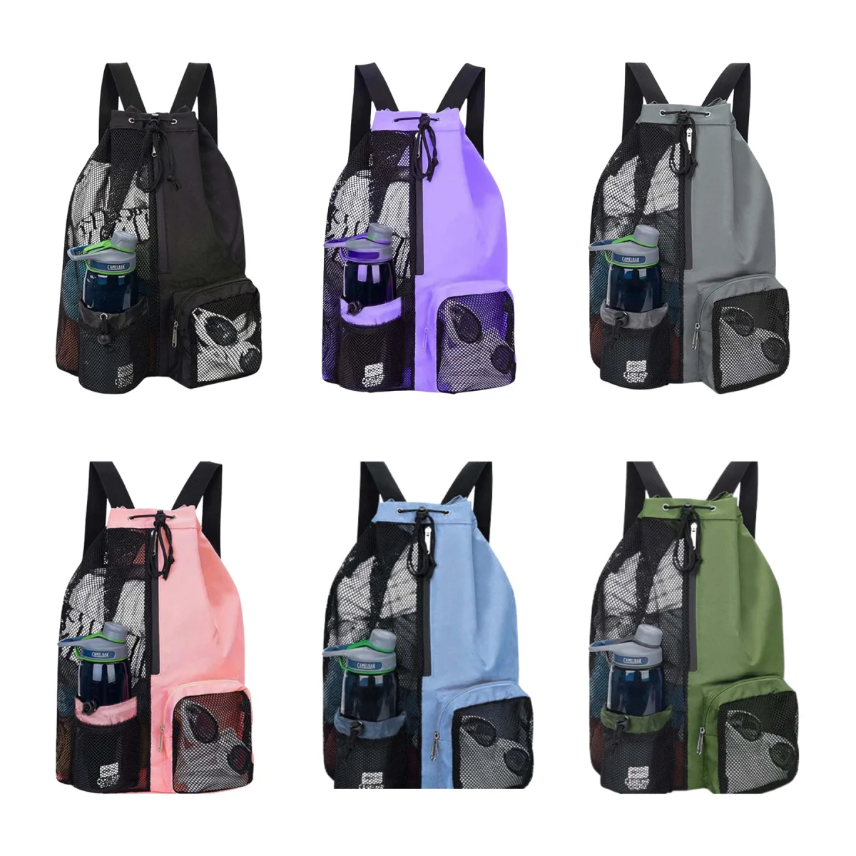 Wet-Dry Breathable Mesh Drawstring Gym Bag Pack