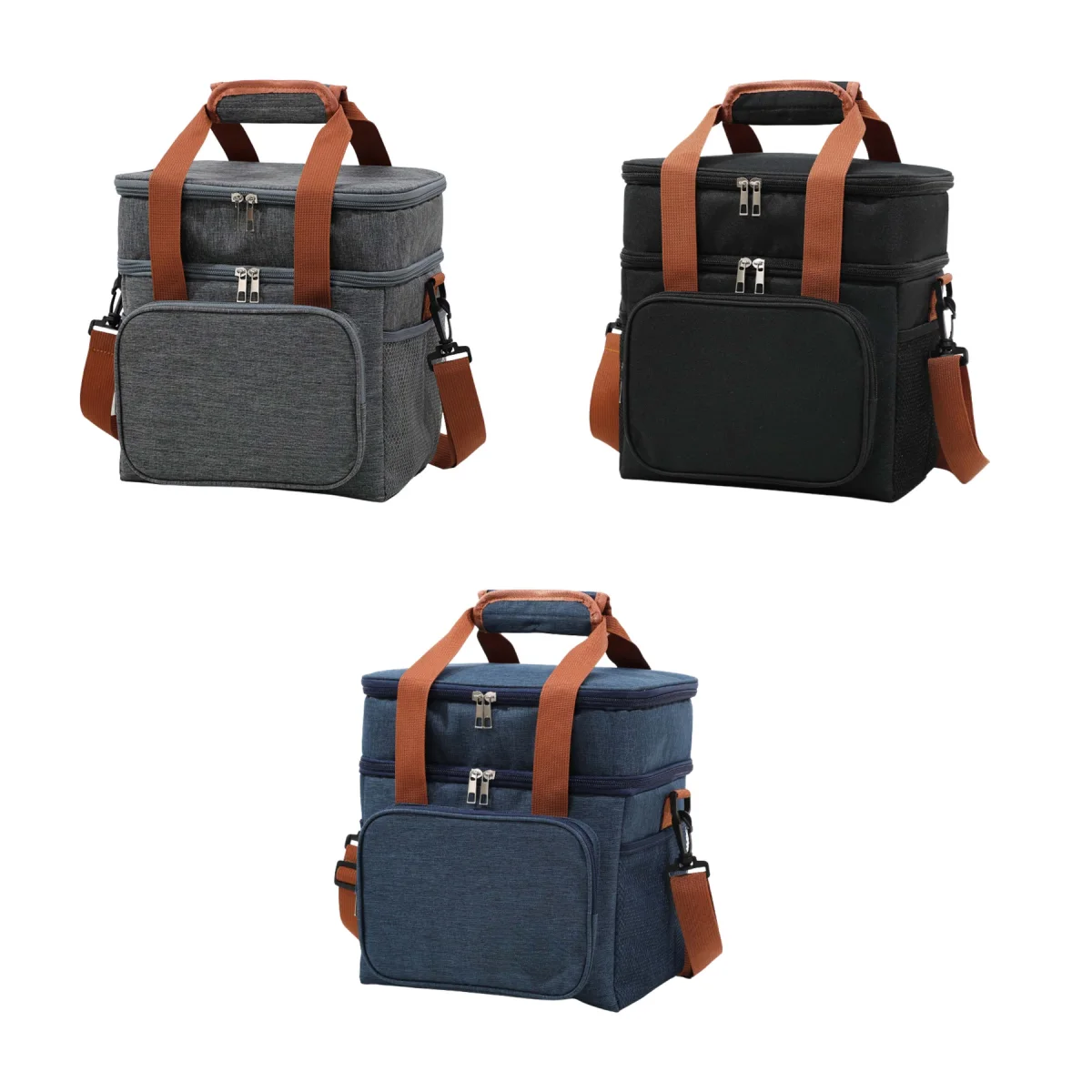 Mesh-Pocket Large Insulated Portable Lunch Cooler Bag