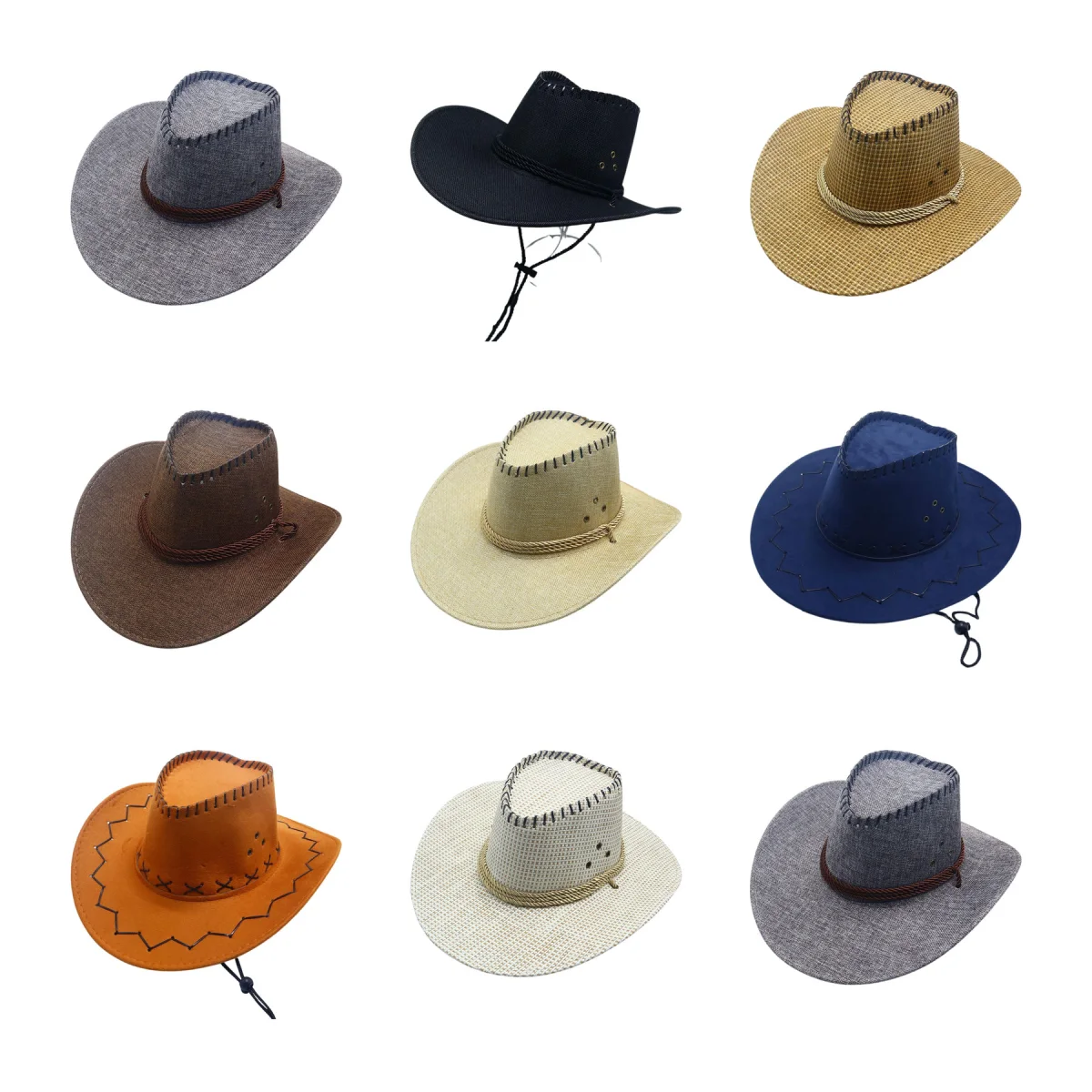 Chin-Strap Wide Brim Western Cowboy Sun Hat