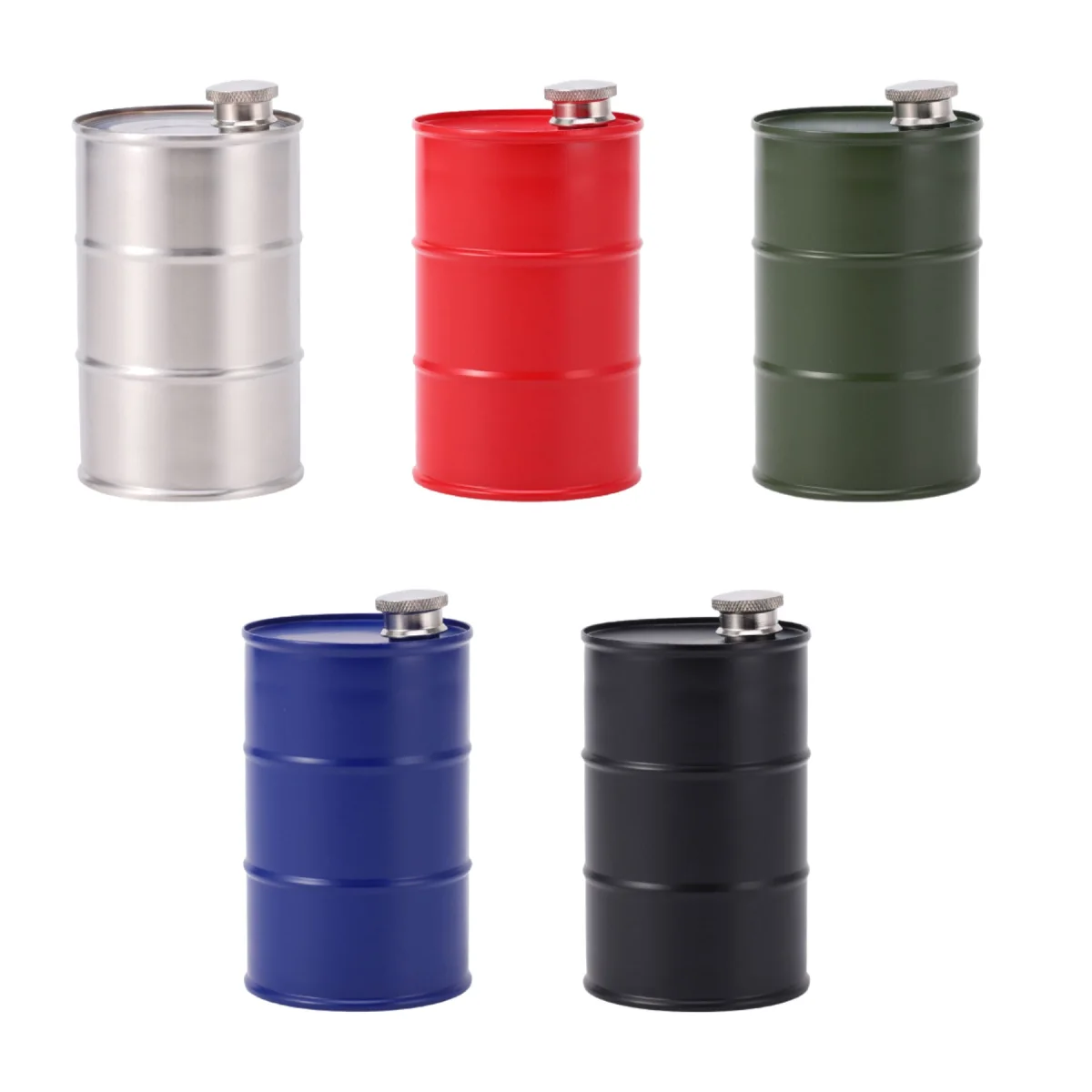 Screw-Cap Barrel Shaped Stainless Steel Flask