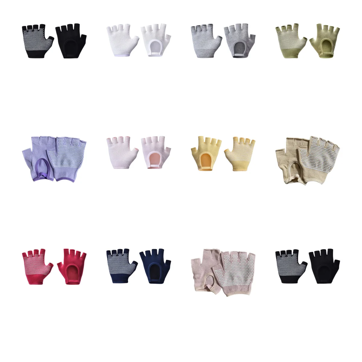 Grip-Palm Fingerless Non Slip Yoga Gloves Pair