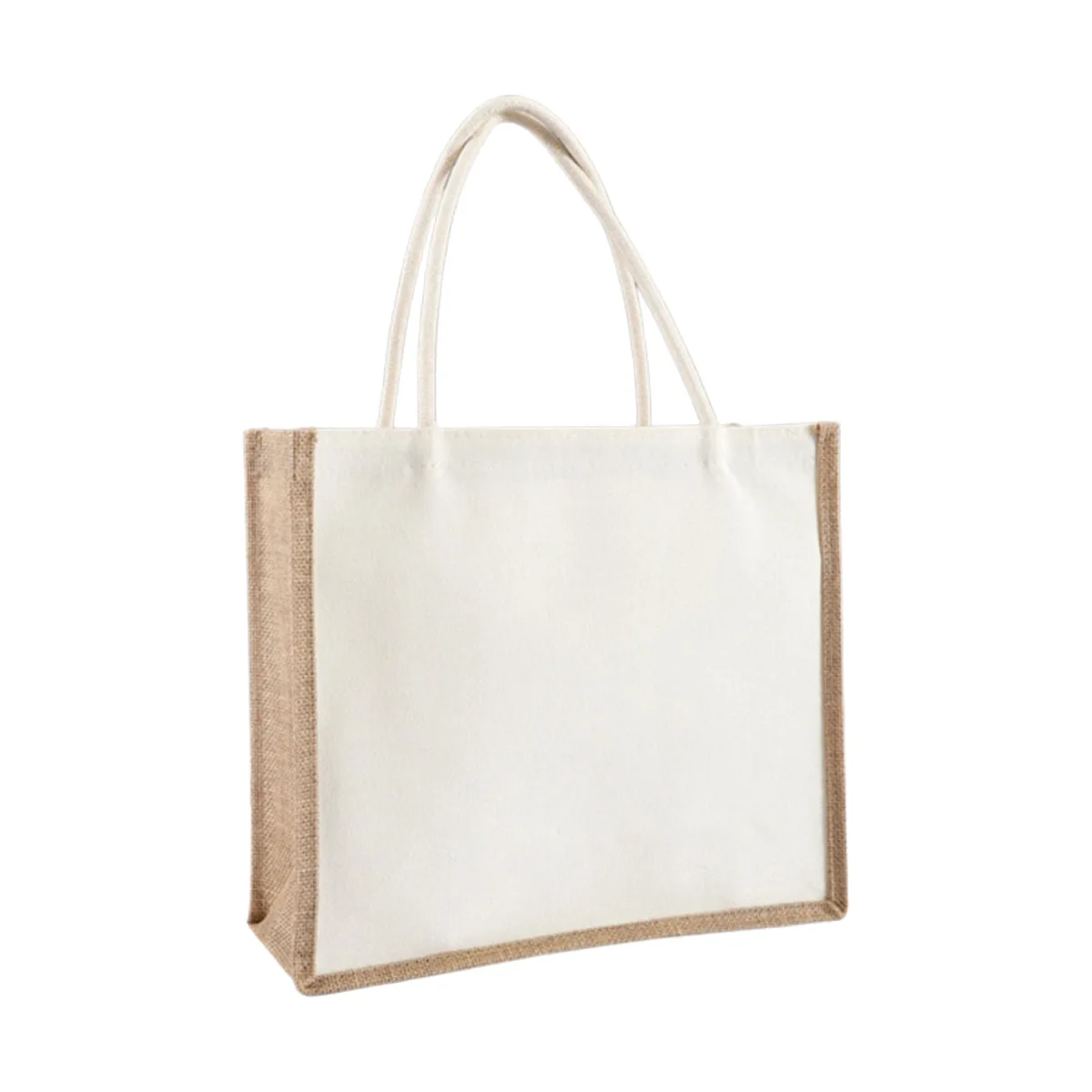 Blank Jute Zipper Shoulder Tote