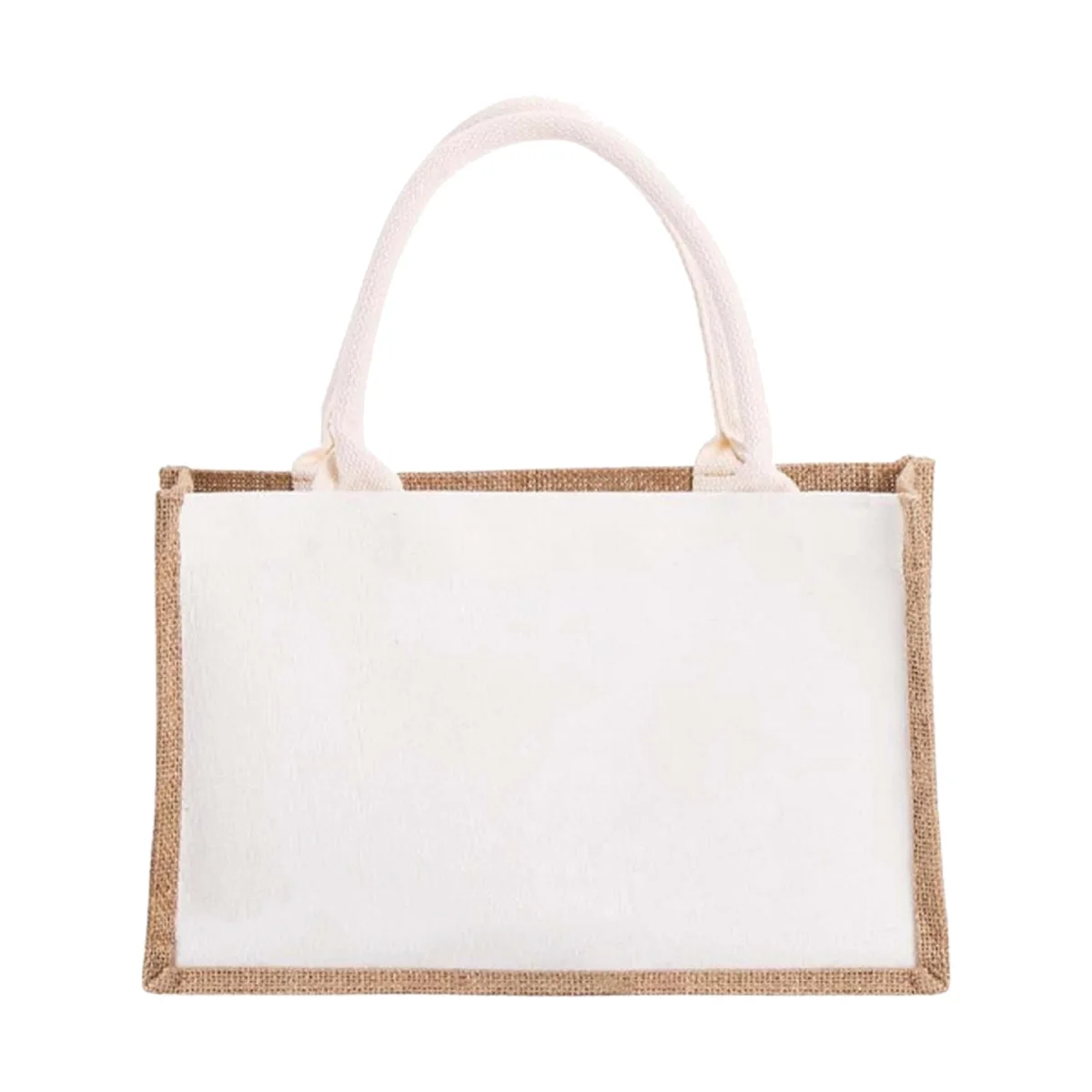 Open-Pocket Jute Beach Handbag