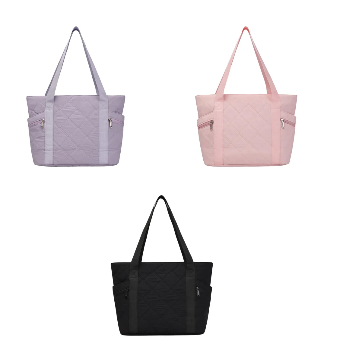 Quilted Rhombus Pattern Shoulder Tote
