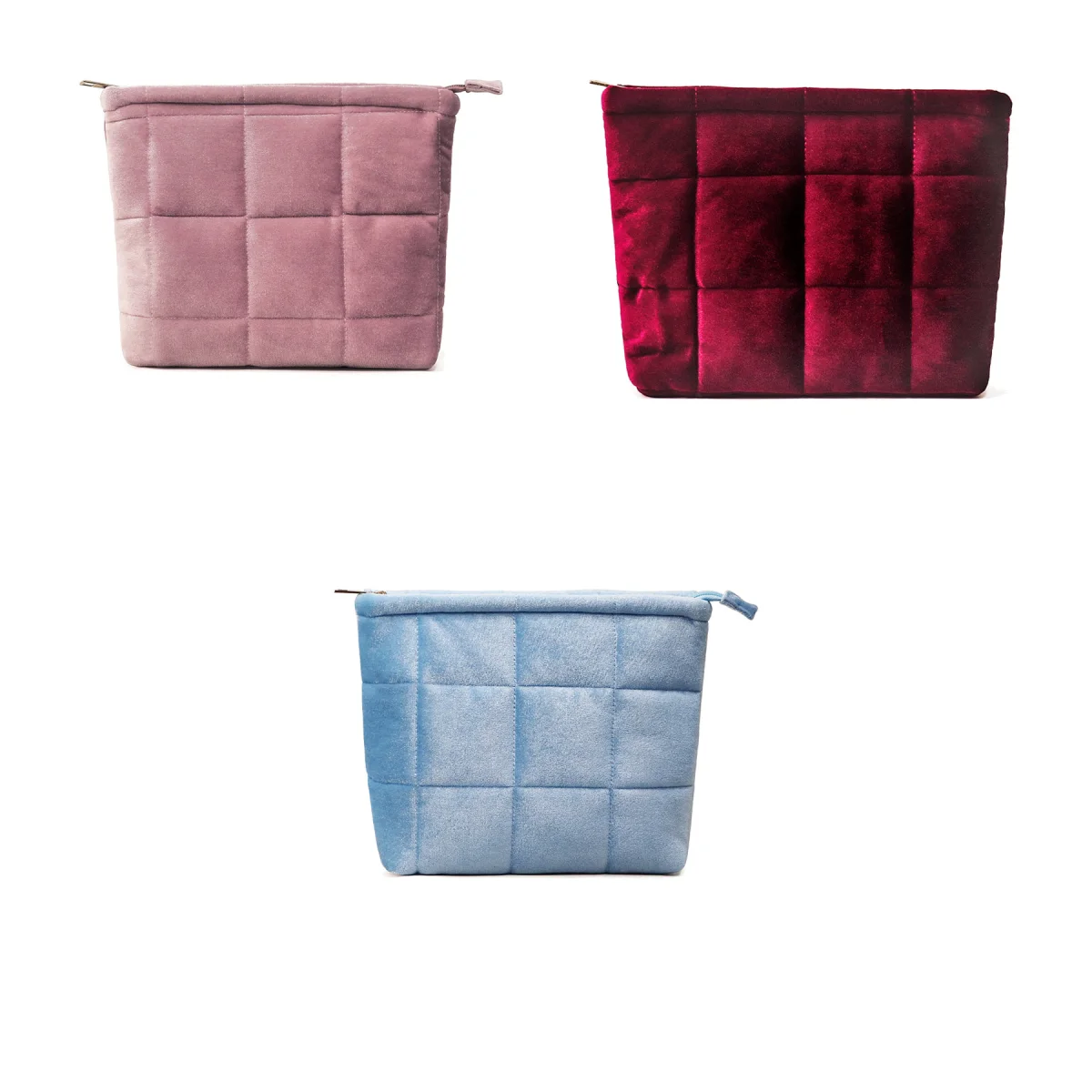 Quilted Velvet Cosmetic Makeup Pouch