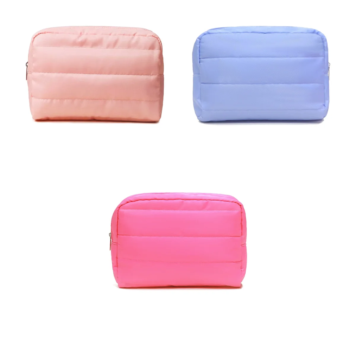 Quilted Rose Gold Lined Toiletry Pouch