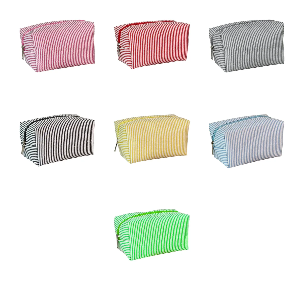 Floral Embroidered Striped Cosmetic Pouch